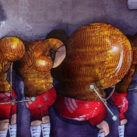 Peinture: Petit tracas, porter le même vêtement que son voisin