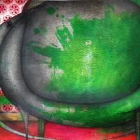 Peinture: Éléphant peint en vert