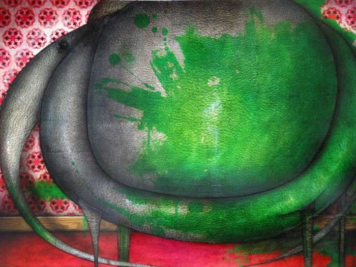 Peinture: Éléphant peint en vert