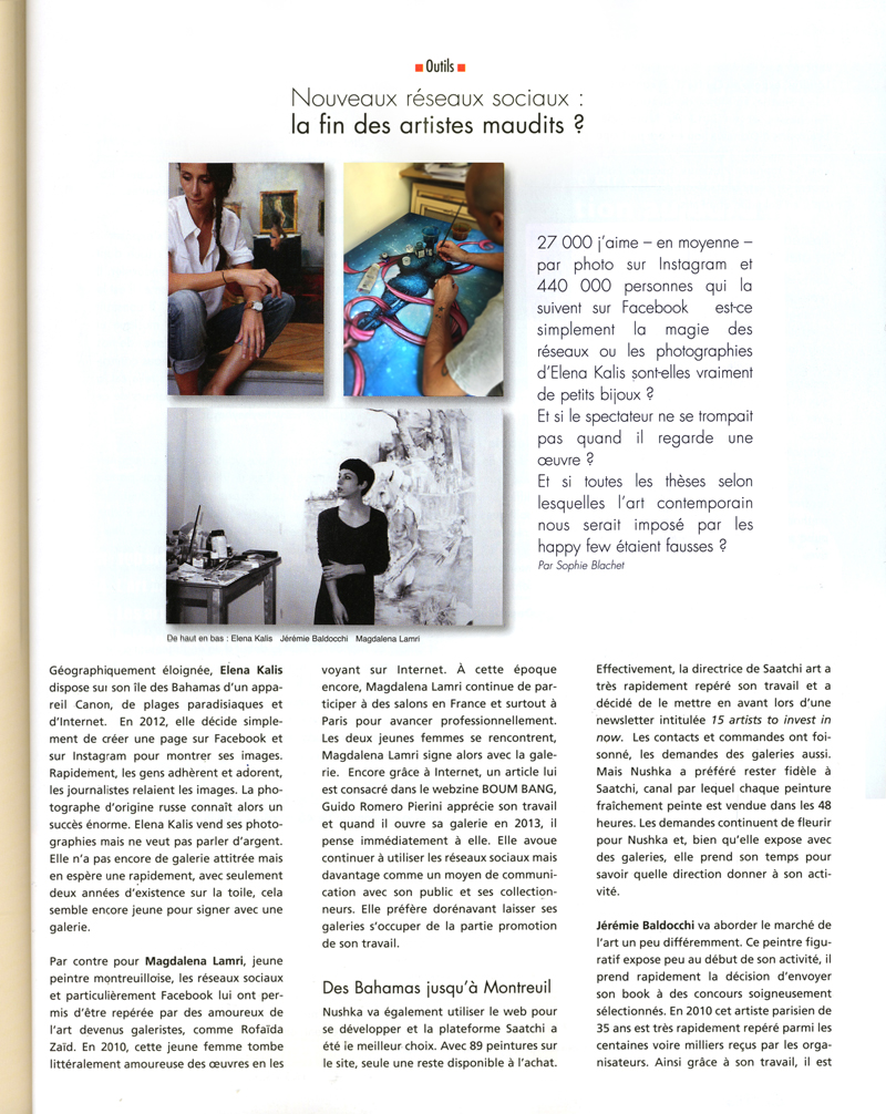 Parution de mon travail d'art contemporain dans le magazine d'art Artension