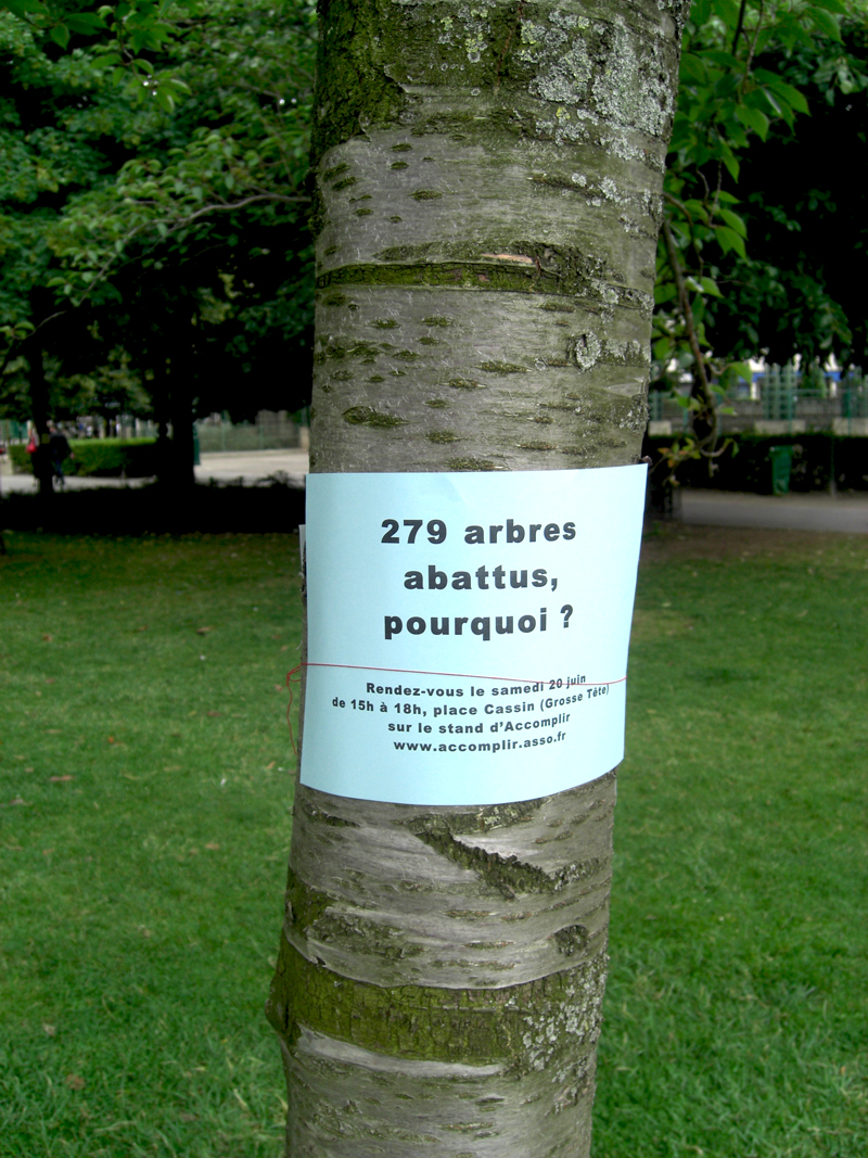 Arbres arrachés au Jardin des Halles à Paris