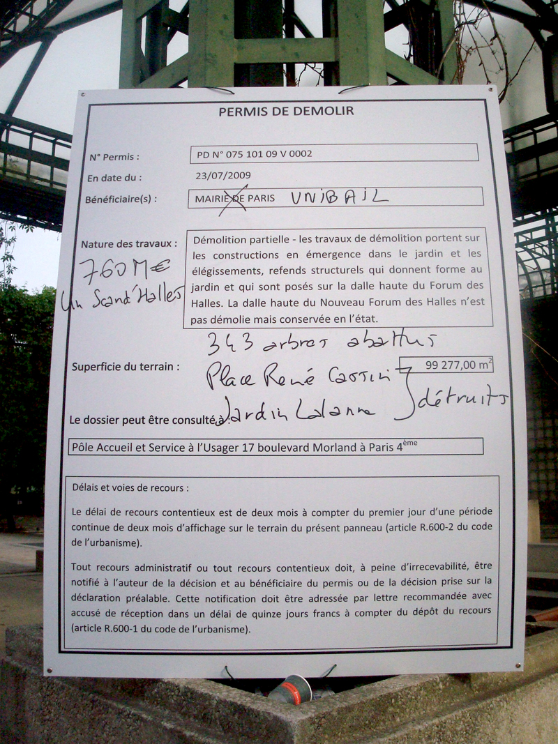 Permis de demolir Forum des Halles